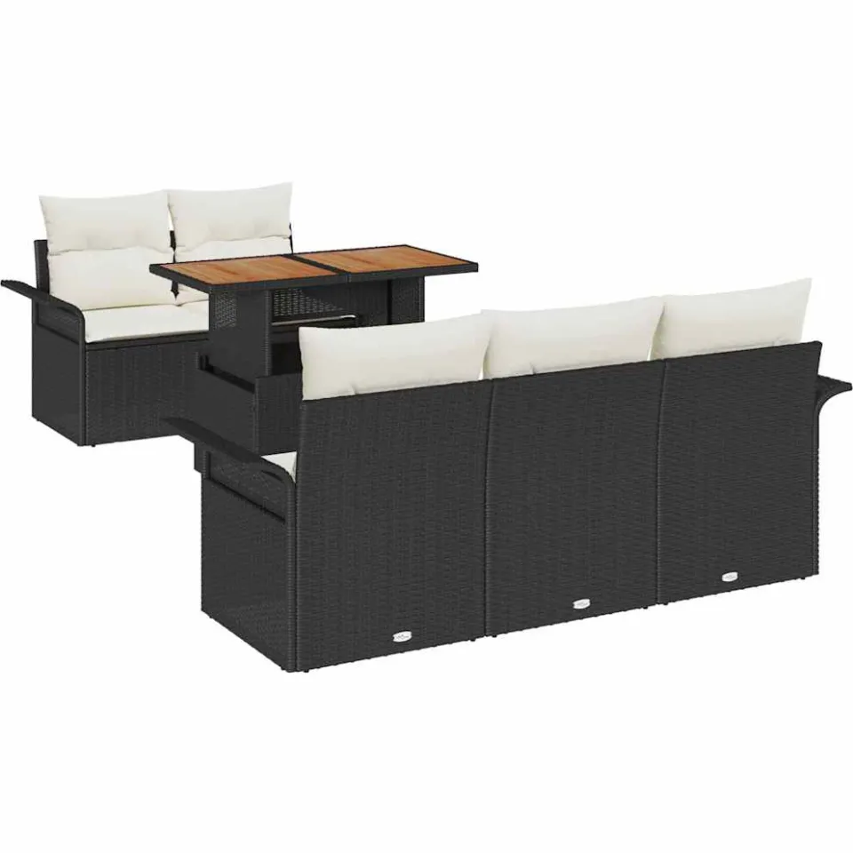 vidaXL Tuin Sofa Set 6 st Zwart Poly riet
