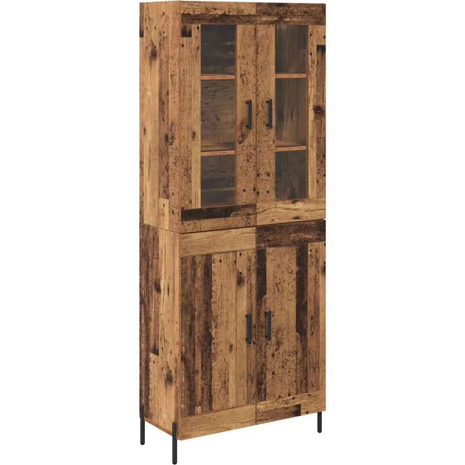 vidaXL Highboard Oud Hout 69,5 x 34 x 180 cm Bewerkt hout bruin, foto 3