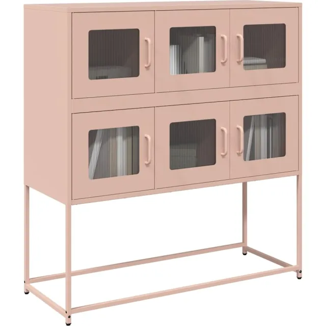 vidaXL Dressoir 100,5x39x107 cm koudgewalst staal roze