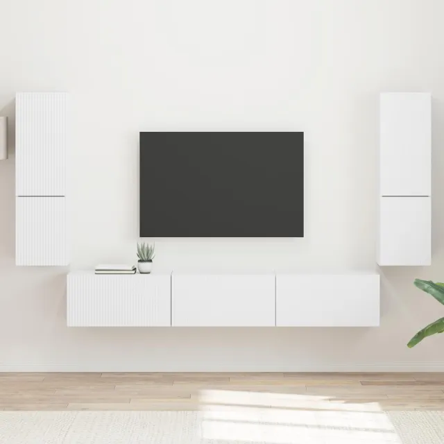 vidaXL Tv-meubelset 4 st Wit Bewerkt hout