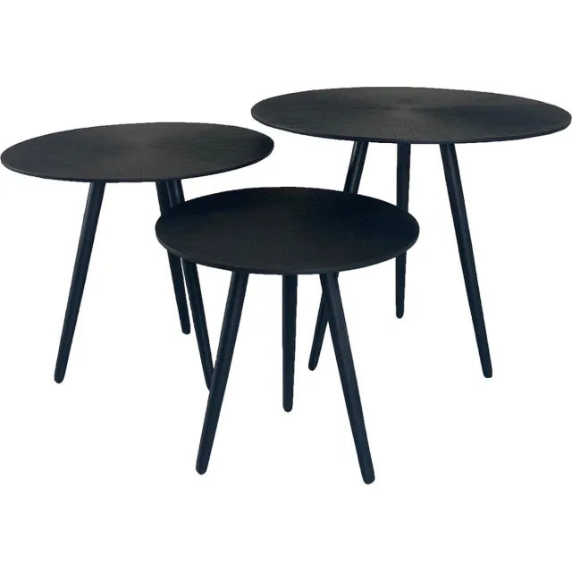 Oist Design Romee set of 3 Coffee Table - Aluminium Black - 48 x 48 x 40 cm Zwart