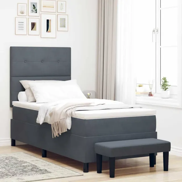 vidaXL Boxspringbed met hoofdeinde Blauw 90 x 200 cm Stof