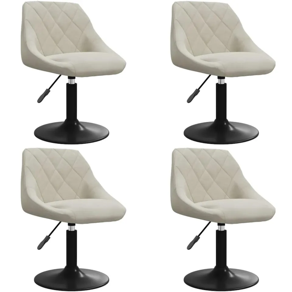 vidaXL Eetkamerstoelen draaibaar 4 st fluweel crèmekleurig, foto 3