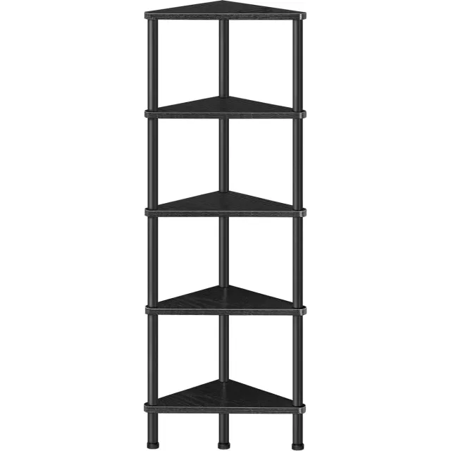 Ibenzoa Robuust Metalen Hoekrek met Vijf Niveaus - Multifunctioneel Design zwart