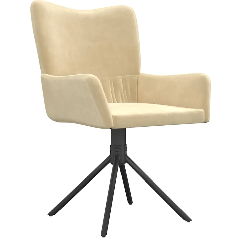 vidaXL Eetkamerstoelen draaibaar 2 st fluweel crèmekleurig, foto 4