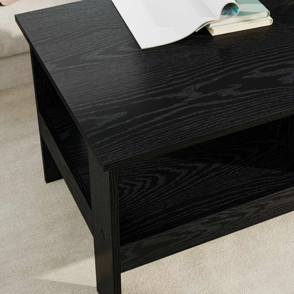vidaXL Salontafel Zwart Eiken 90 x 50 x 45 cm Bewerkt hout, foto 4