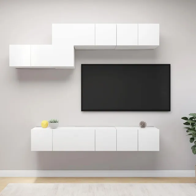 vidaXL 7-delige Tv-meubelset bewerkt hout wit, foto 2