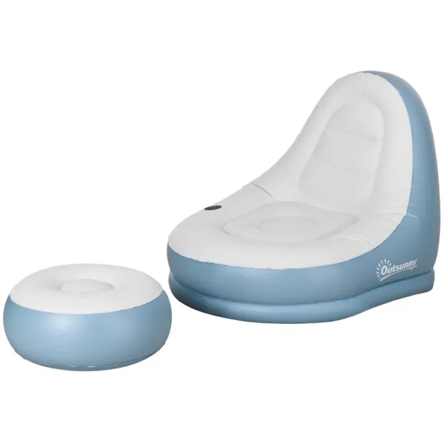 LUMÉ STORE Opblaasbare Bank - Loungestoel - Hocker - Poef - Bekerhouder - 80kg - 125x100x87 - Draagbaar - Camping & Thuis - Blauw