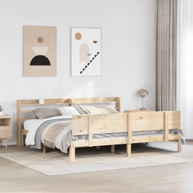 vidaXL Bed Frame 2 st Naturel 200 x 200 cm Solid pine wood, Plywood Bruin