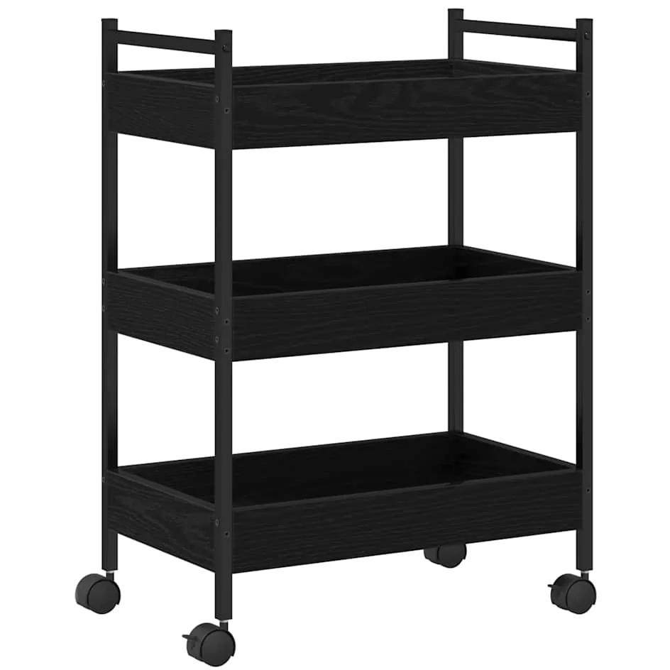 vidaXL Keuken Trolley Zwart eiken 50 x 30 x 70 cm Bewerkt hout, foto 3
