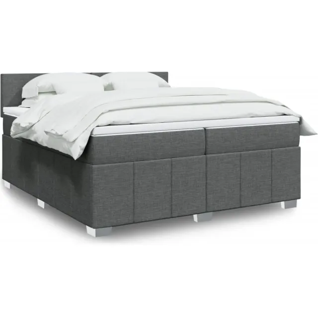 vidaXL Boxspring met matras stof donkergrijs 200x200 cm grijs