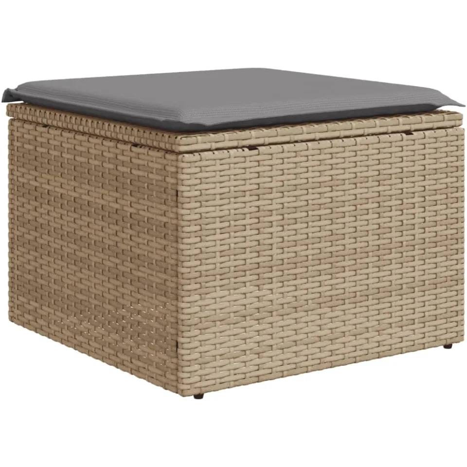 vidaXL 12-delige Loungeset met kussens poly rattan gemengd beige