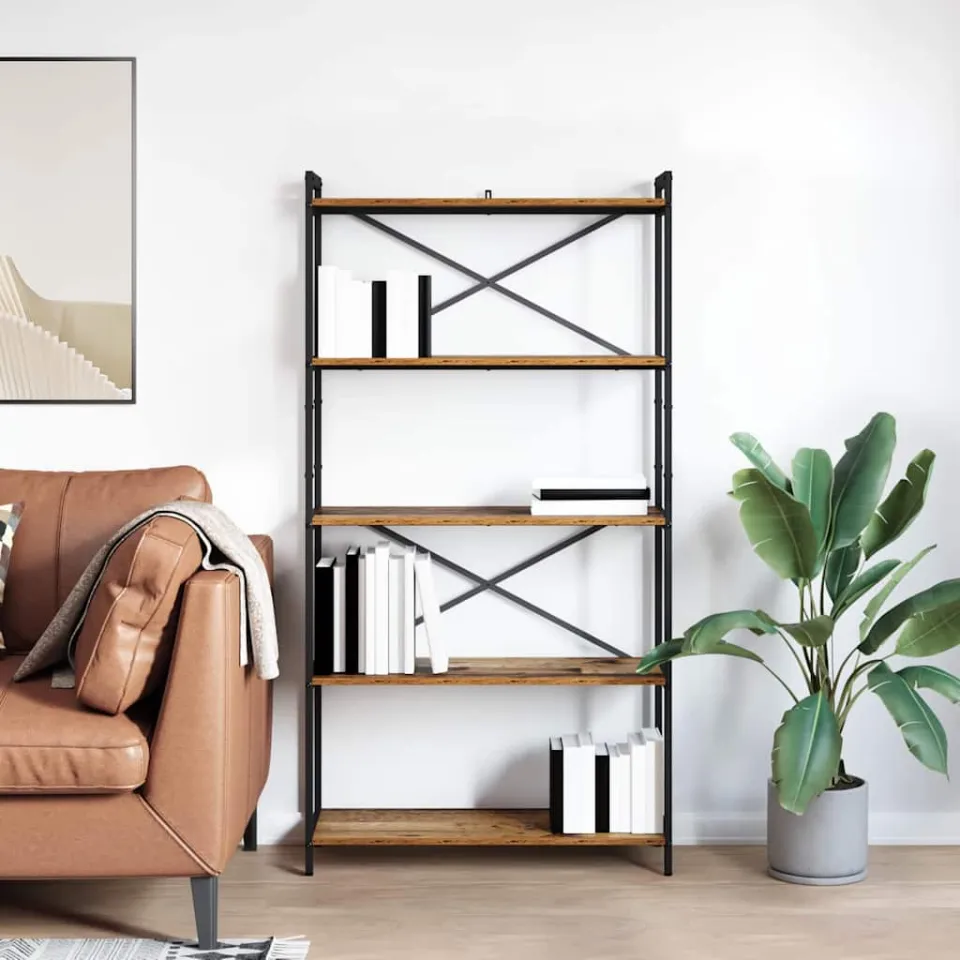 vidaXL Boekenkast 80 x 30 x 155 cm Bewerkt hout Oud hout bruin, foto 4