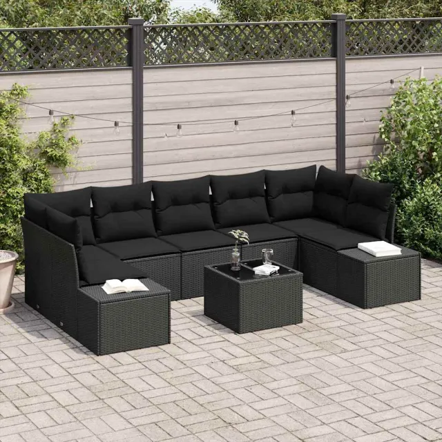 vidaXL Tuin Sofa Set 8 st Zwart poly rattan, foto 2