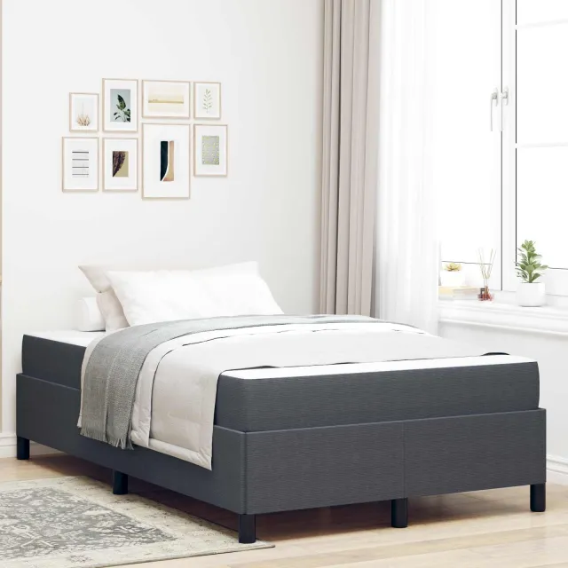 vidaXL Bedframe met matras Donkergrijs 120 x 190 cm Stof