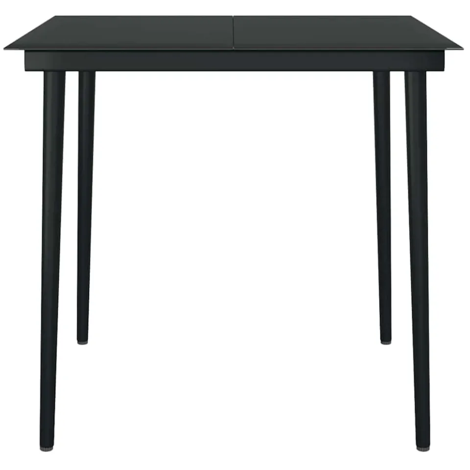 vidaXL Tuintafel 80x80x74 cm staal en glas zwart