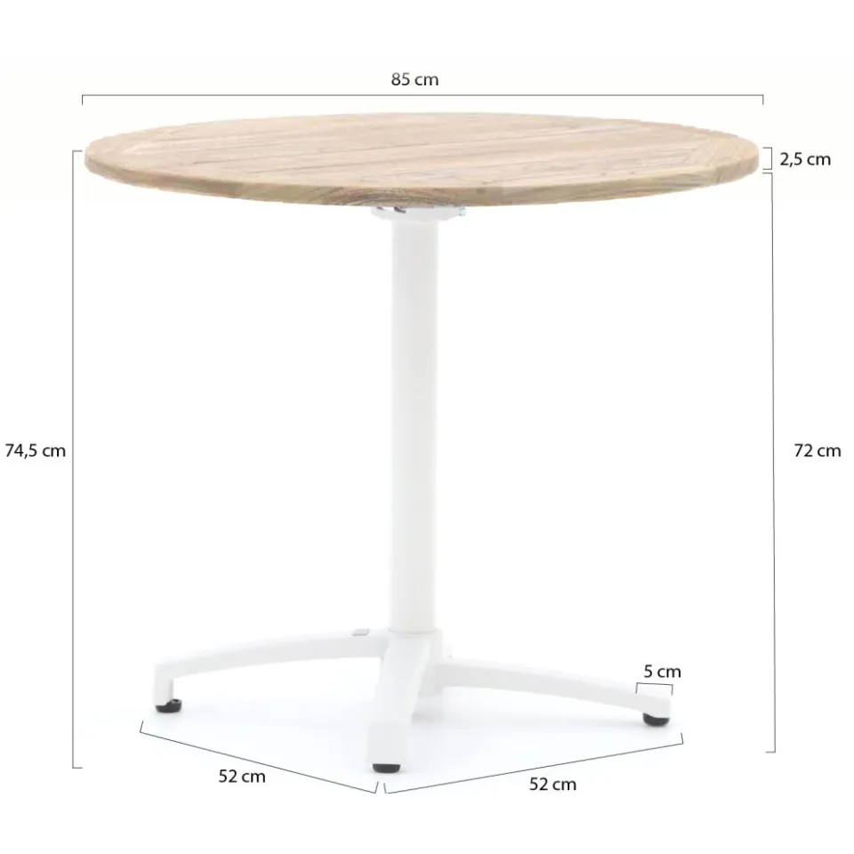Bellagio tuinmeubelen Bellagio Canzo klaptafel ø 85cm (h:75cm) wit, foto 2