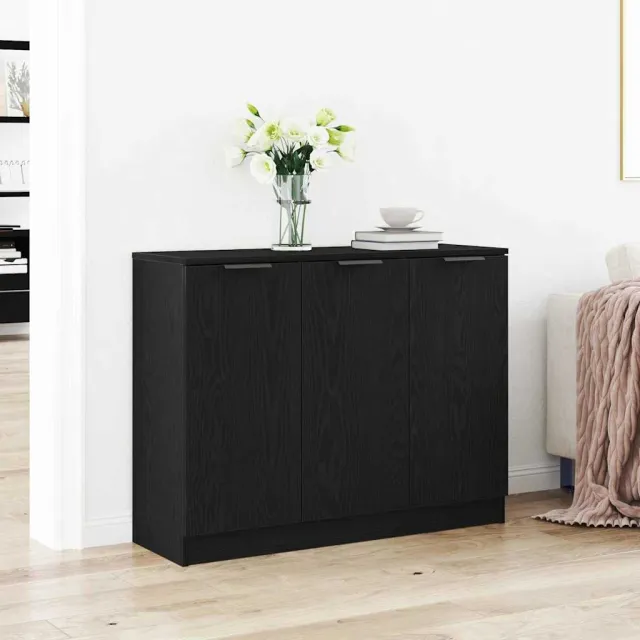 vidaXL Dressoir Zwart Eiken 90,5 x 30 x 70 cm Bewerkt hout