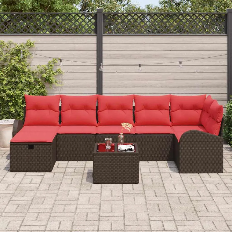vidaXL Tuin Sofa Set 8 st Bruin poly rattan, foto 3