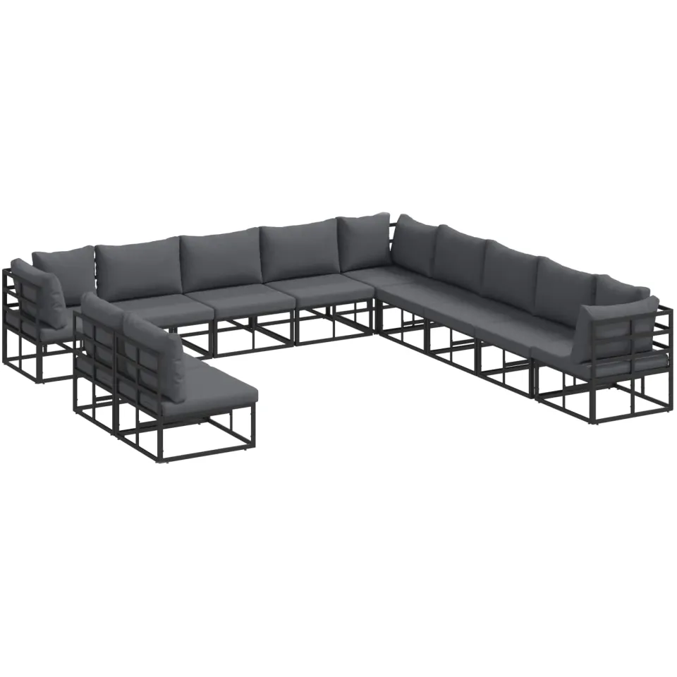 vidaXL Tuinbankenset 11 st Zwart Aluminium