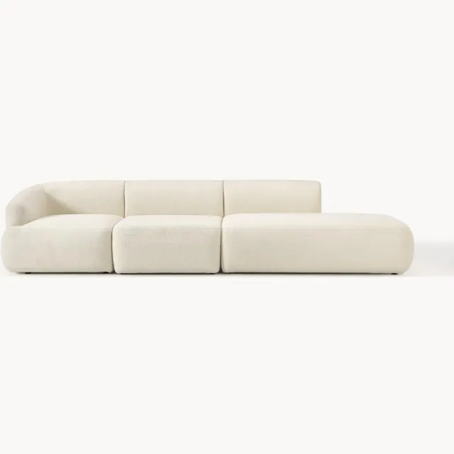 Westwing Collection Modulaire teddy chaise longue Sofia (4-zits) Wit
