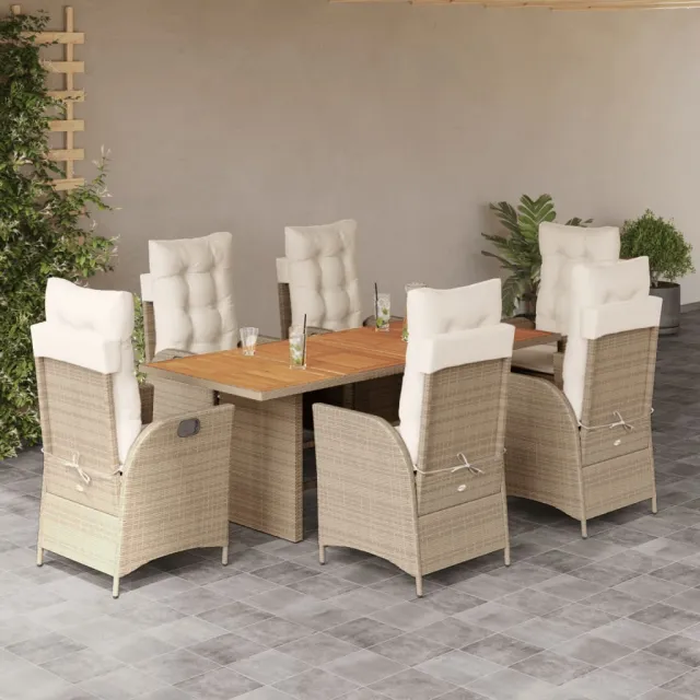 vidaXL 7-delige Tuinset met kussens poly rattan beige, foto 2