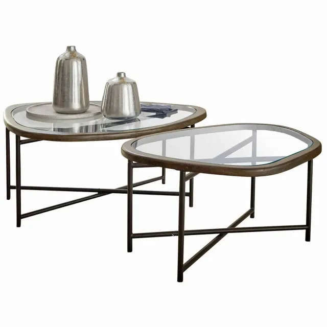 Loberon Salontafel set van 2 Kembria donkerbruin/zwart