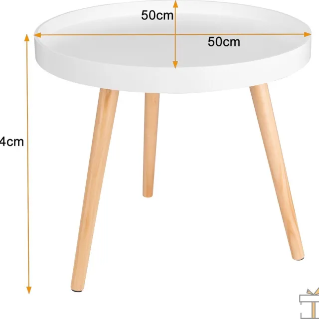 Saphly Bijzettafel 50x44cm - Modern, Rond en Koffietafel met Modern Ontwerp - Voor Eetkamer, Woonkamer en Kantoor Wit