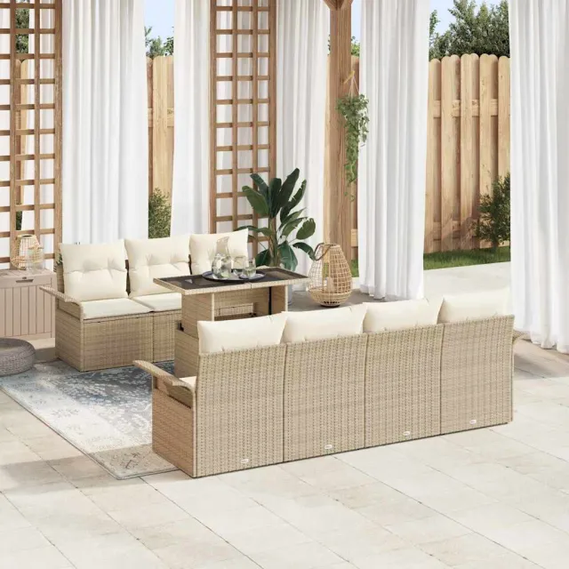 vidaXL Tuin Sofa Set 8 st Beige poly rattan, foto 2