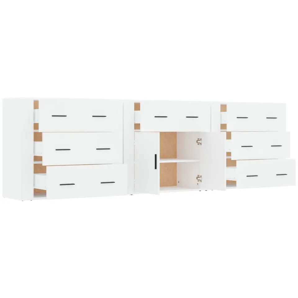 vidaXL Dressoirs 3 st bewerkt hout wit, foto 3