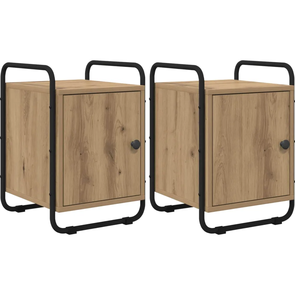 vidaXL Nachtkastje 2 st Artisanaal eiken Bewerkt hout Bruin
