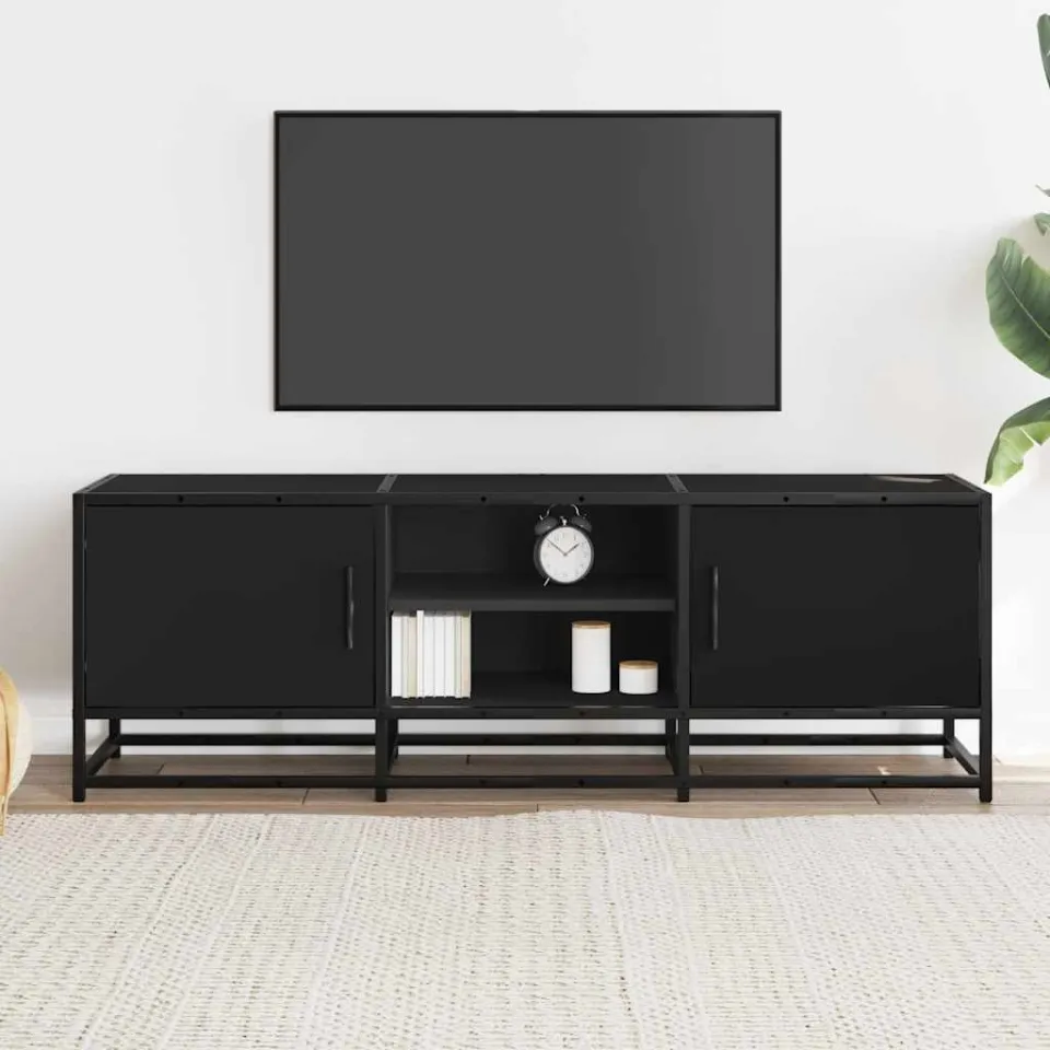 vidaXL Tv-meubel 120x35x41 cm bewerkt hout en metaal zwart, foto 2