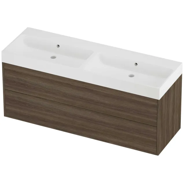 Proline Podium Badmeubelset Polystone Loft Dubbel 140x46x62 cm Mat White Vital Oak Eiken