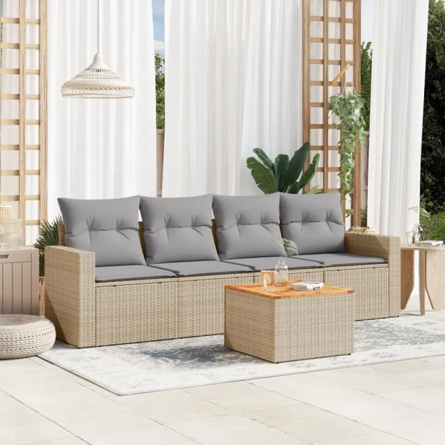 vidaXL Patio Sofa Set 4-zits Mix Beige en Lichtgrijs, foto 2