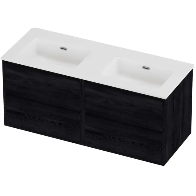 Proline Tribute Badmeubelset Porselein Elegant 4 Laden 120x46x54 cm Mat White Black Oak Eiken