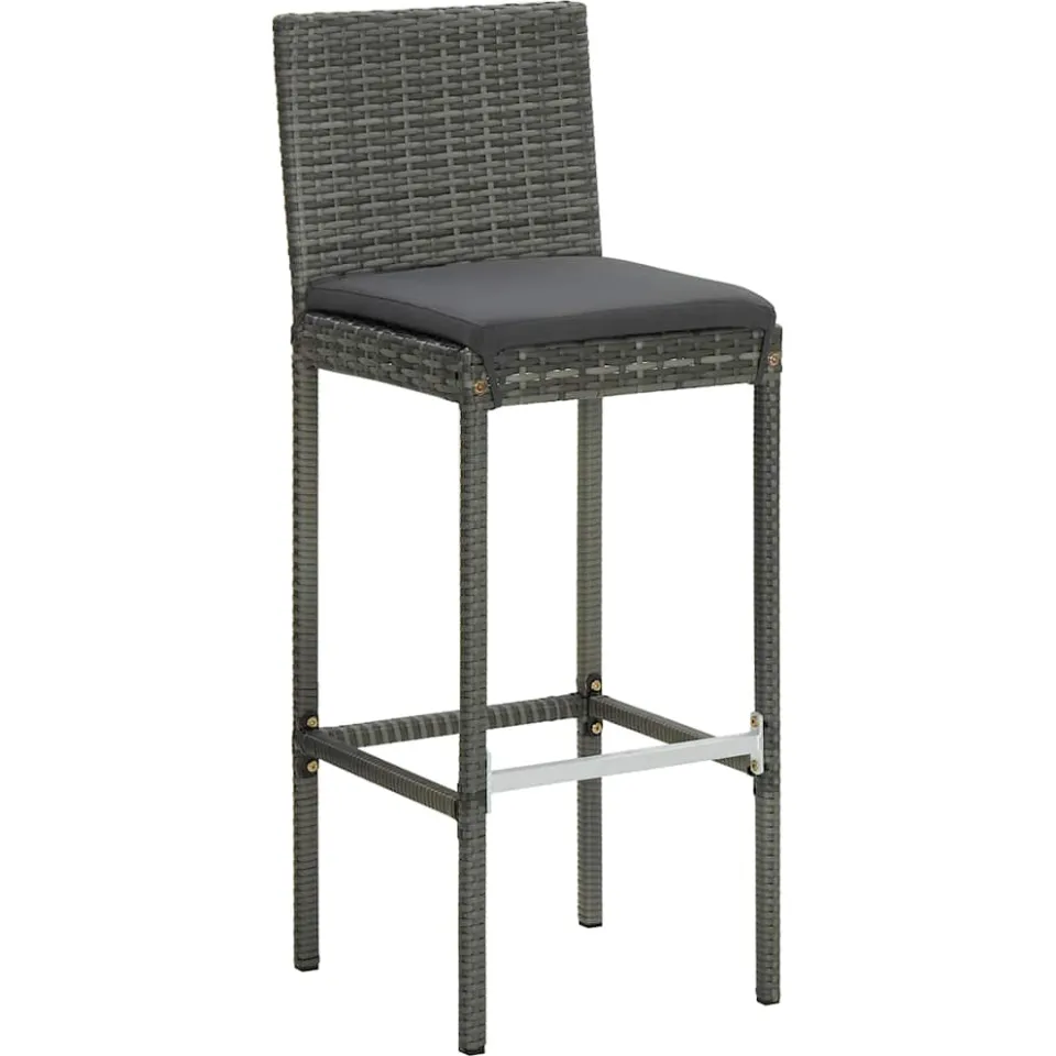vidaXL 7-delige Tuinbarset met kussens poly rattan grijs