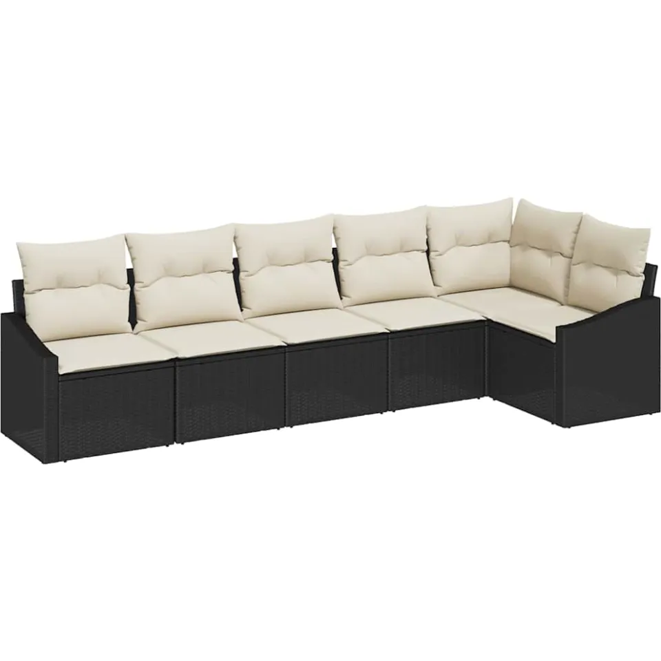 vidaXL Bankstel 6 st Zwart poly rattan, foto 4