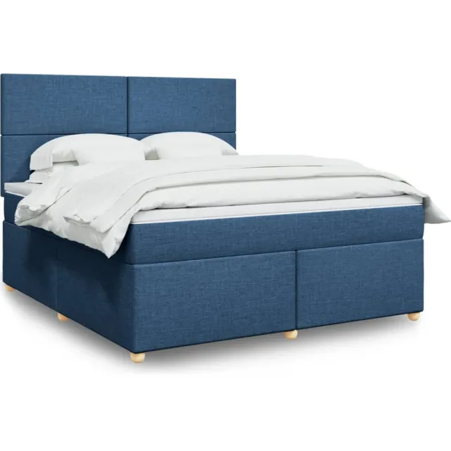 vidaXL Boxspring met matras stof blauw 180x200 cm