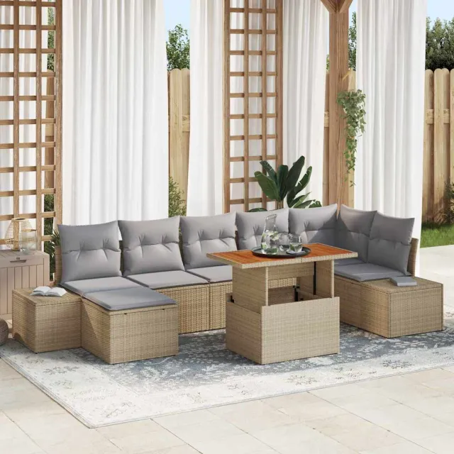 vidaXL Tuin Sofa Set 8 st Beige en Licht Grijs poly rattan, foto 2