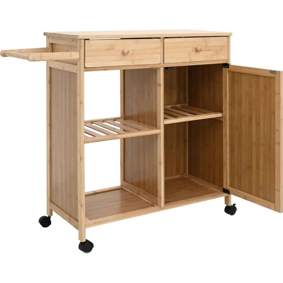 vidaXL Keukentrolley met Wielen Naturel 90,5 x 36 x 86,5 cm Bamboe, foto 4