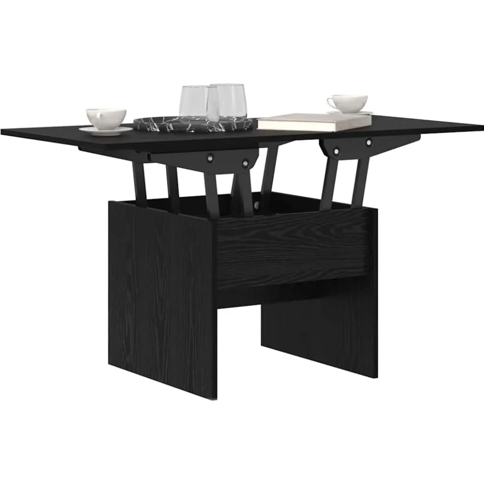 vidaXL Salontafel Zwart Eiken 55 x 54,5 x 45 cm Bewerkt hout, foto 4