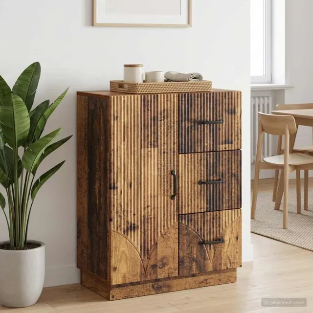 vidaXL Dressoir met lade Oud hout 66 x 34,5 x 87 cm Bewerkt hout Bruin