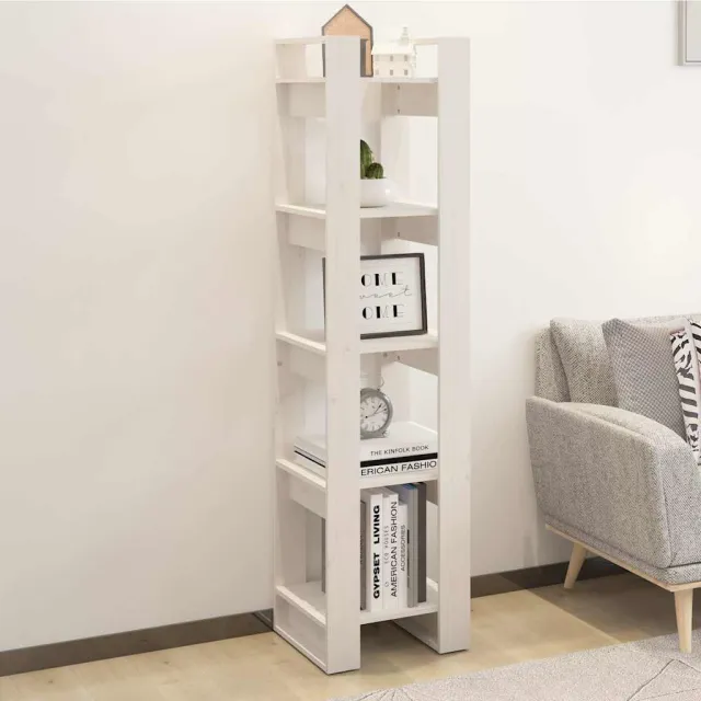 vidaXL Boekenkast/kamerscherm 41x35x160 cm massief grenenhout wit, foto 2