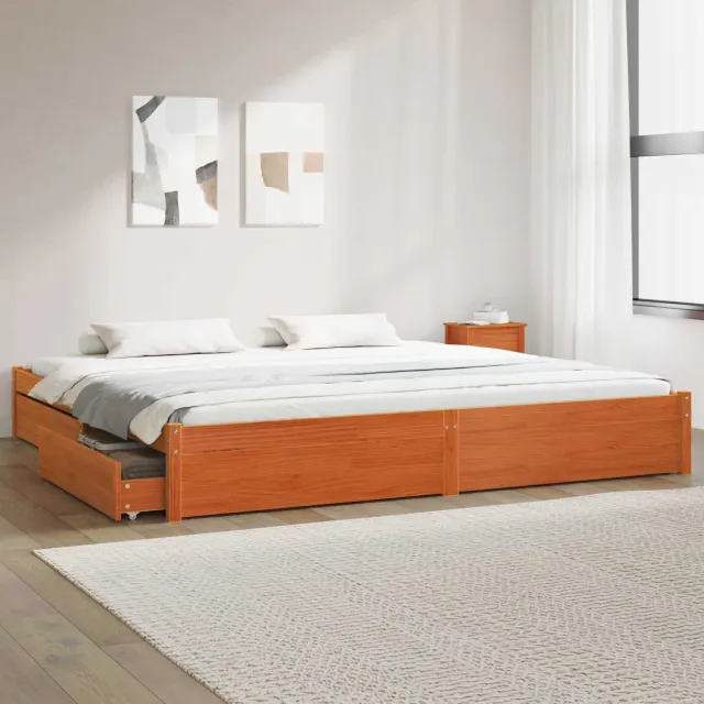 vidaXL Bedframe Wasbruin 200 x 200 cm Massief Vurenhout