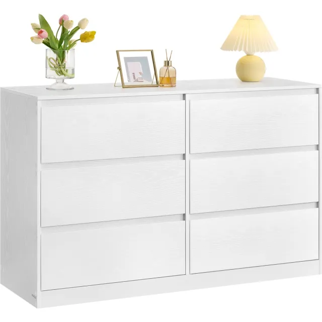 Vasagle Kast - Ladekast - Met 6 Lades - Voor Slaapkamer - Moderne KAILYN Collectie Sneeuwwit