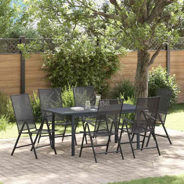vidaXL Tuin eettafelset 7 st Antraciet Poedercoating staal Anthraciet