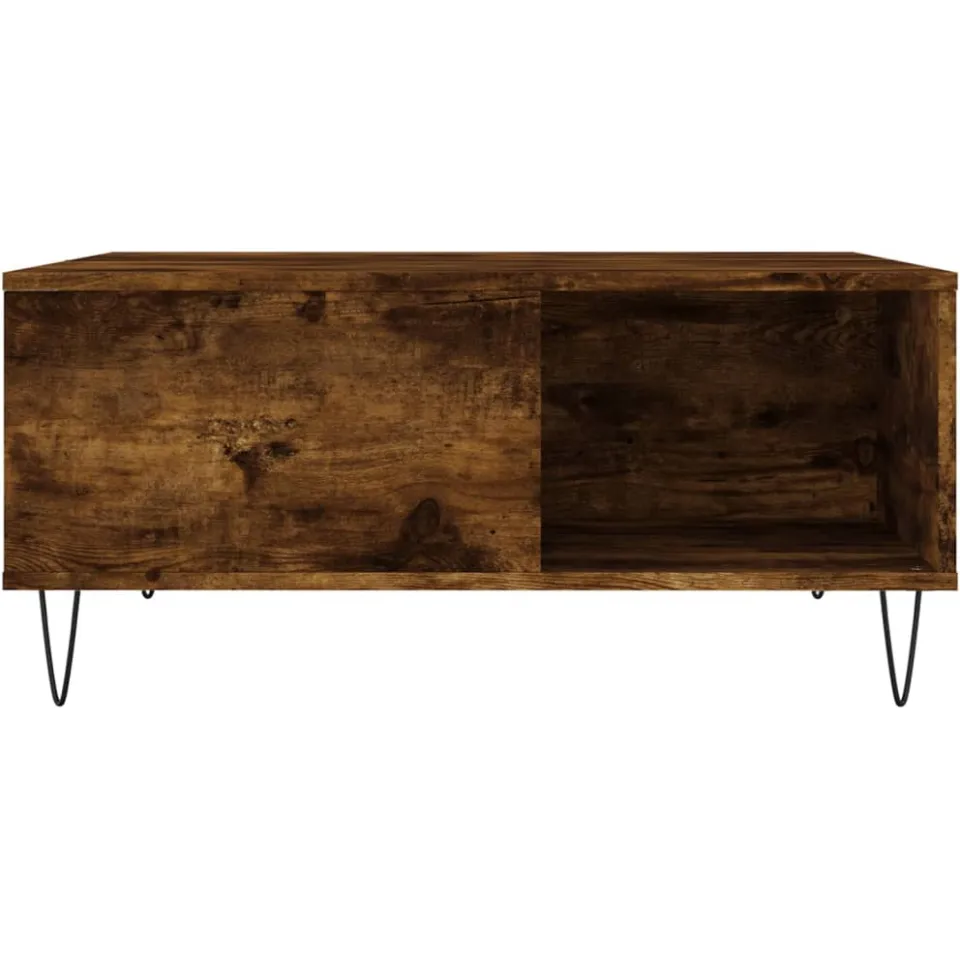 vidaXL Salontafel 80x80x36,5 cm bewerkt hout gerookt eikenkleurig