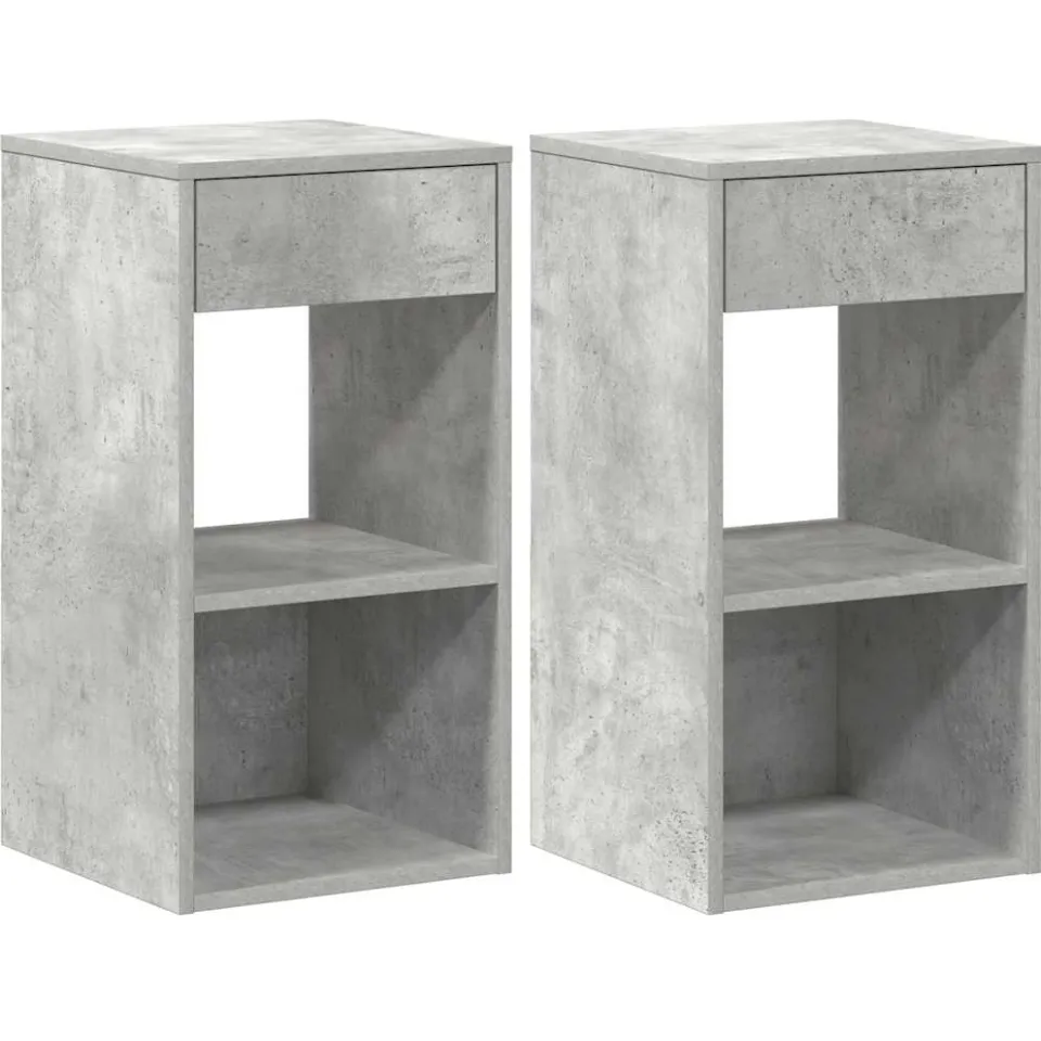 vidaXL Nachtkastjes 2 st met lade 35x34x66,5 cm betongrijs grijs, foto 3