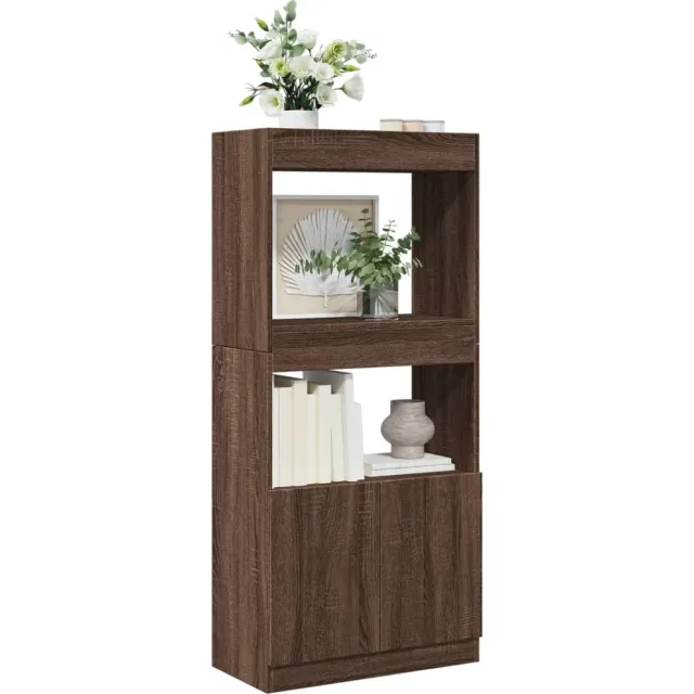 vidaXL Hoge kast 63x33x140 cm bewerkt hout bruin eikenkleurig
