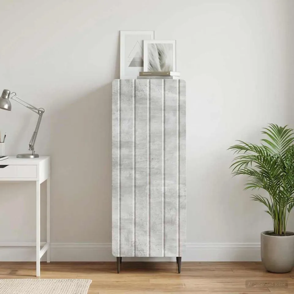 vidaXL Dressoir Betongrijs 34,5 x 33 x 92 cm Bewerkt hout grijs, foto 3